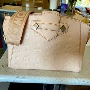 MCM Beige Monogram Leather Essential Crossbody Tote Bag MWRASSE06II001